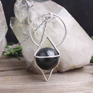 Crystal Ball Pendulum Necklace // Black Jet