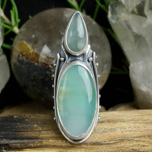 Warrior Shield Ring // Double Chrysoprase - Size 7