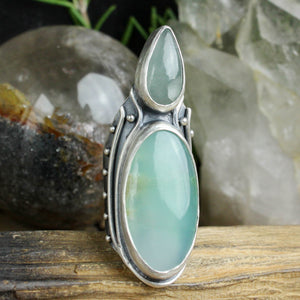 Warrior Shield Ring // Double Chrysoprase - Size 7