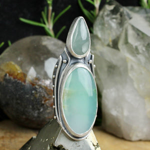 Warrior Shield Ring // Double Chrysoprase - Size 7