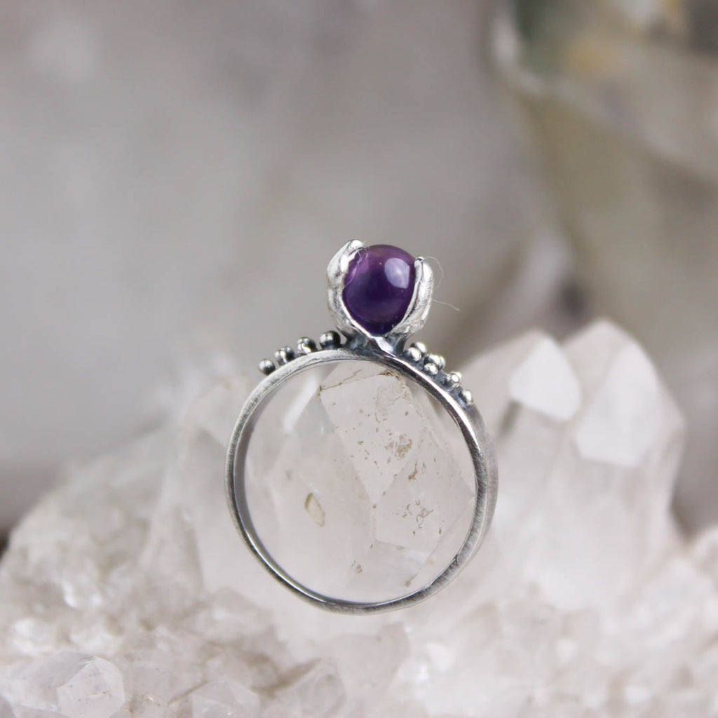 Sorceress Crystal Ball Ring- Amethyst - 6mm - Antiqued - Acid Queen Jewelry