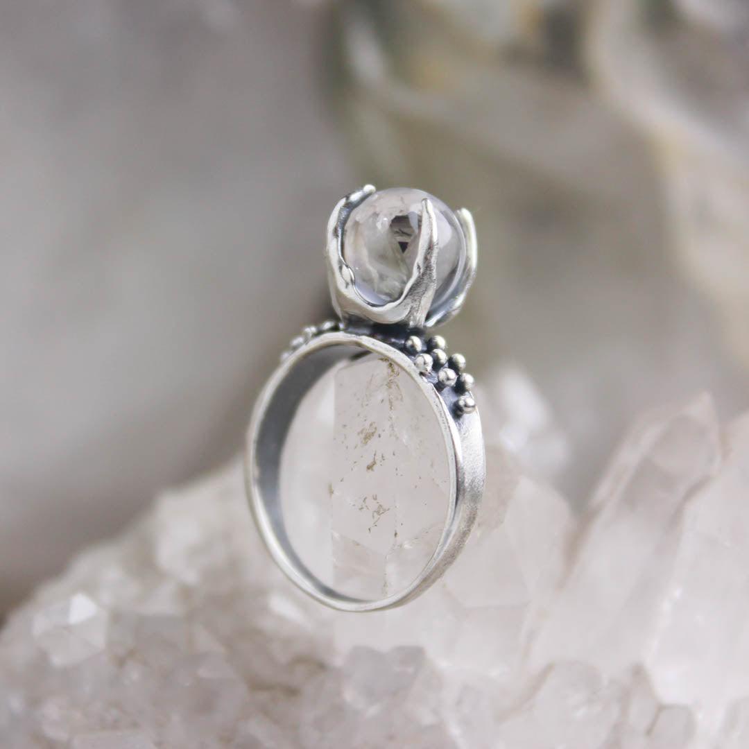 Sorceress Crystal Ball Ring- Quartz - 8mm - Signature Finish