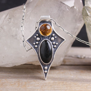 Voyager Necklace // Citrine + Black Tourmaline