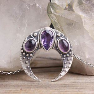 Voyager Moon Necklace // Triple Amethyst