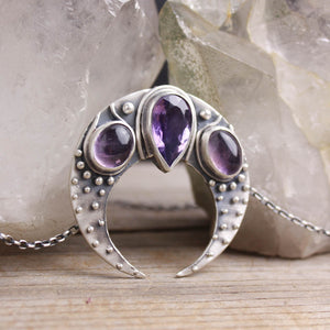 Voyager Moon Necklace // Triple Amethyst
