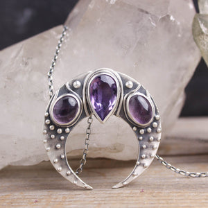 Voyager Moon Necklace // Triple Amethyst
