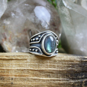 Warrior Ring // Labradorite - Size 7.5 - Acid Queen Jewelry
