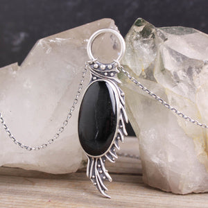 Voyager Feather Necklace // Black Tourmaline