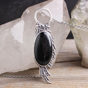 Voyager Feather Necklace // Black Tourmaline