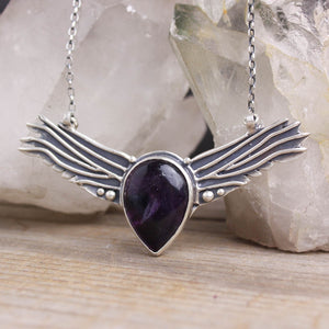 Winged Voyager Necklace // Purple Fluorite