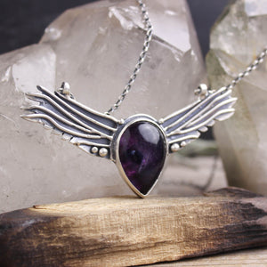 Winged Voyager Necklace // Purple Fluorite
