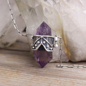 Mini Crystal Drop Necklace // Amethyst