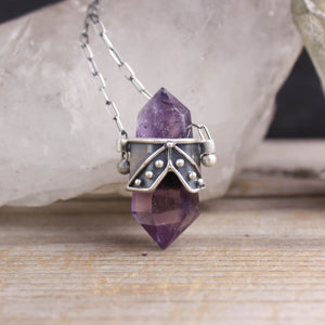 Mini Crystal Drop Necklace // Amethyst