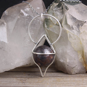 Crystal Ball Pendulum Necklace // Ruby
