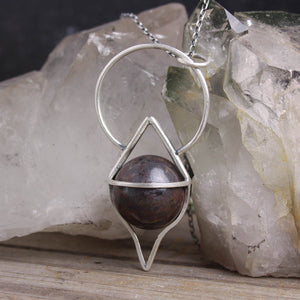 Crystal Ball Pendulum Necklace // Ruby