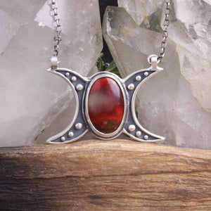 Triple Goddess Voyager Necklace // Red Agate