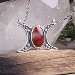 Triple Goddess Voyager Necklace // Red Agate