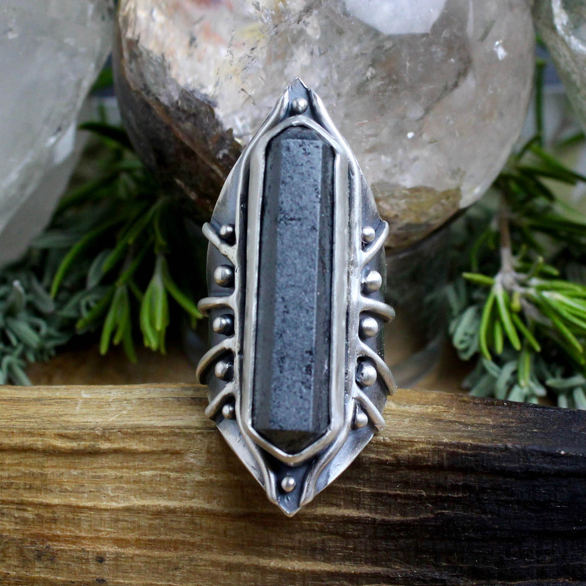 Amplifier Ring // Hematite - Size 10.5 - Acid Queen Jewelry