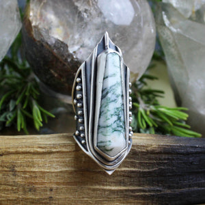 Amplifier Ring // Tree Agate - Size 7.5 - Acid Queen Jewelry