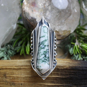 Amplifier Ring // Tree Agate - Size 7.5 - Acid Queen Jewelry