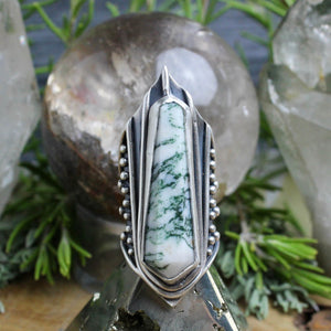 Amplifier Ring // Tree Agate - Size 7.5 - Acid Queen Jewelry