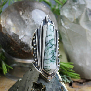 Amplifier Ring // Tree Agate - Size 7.5 - Acid Queen Jewelry