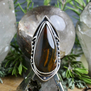 Warrior Shield Ring // Pietersite- Size 9.5 - Acid Queen Jewelry