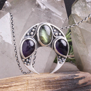Power of 3 Necklace // Labradorite + Double Amethyst