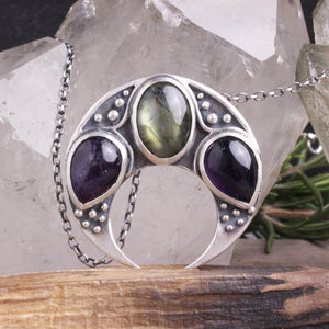 Power of 3 Necklace // Labradorite + Double Amethyst
