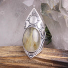 Moon Phase Shield Ring // Rutilated Quartz - Acid Queen Jewelry