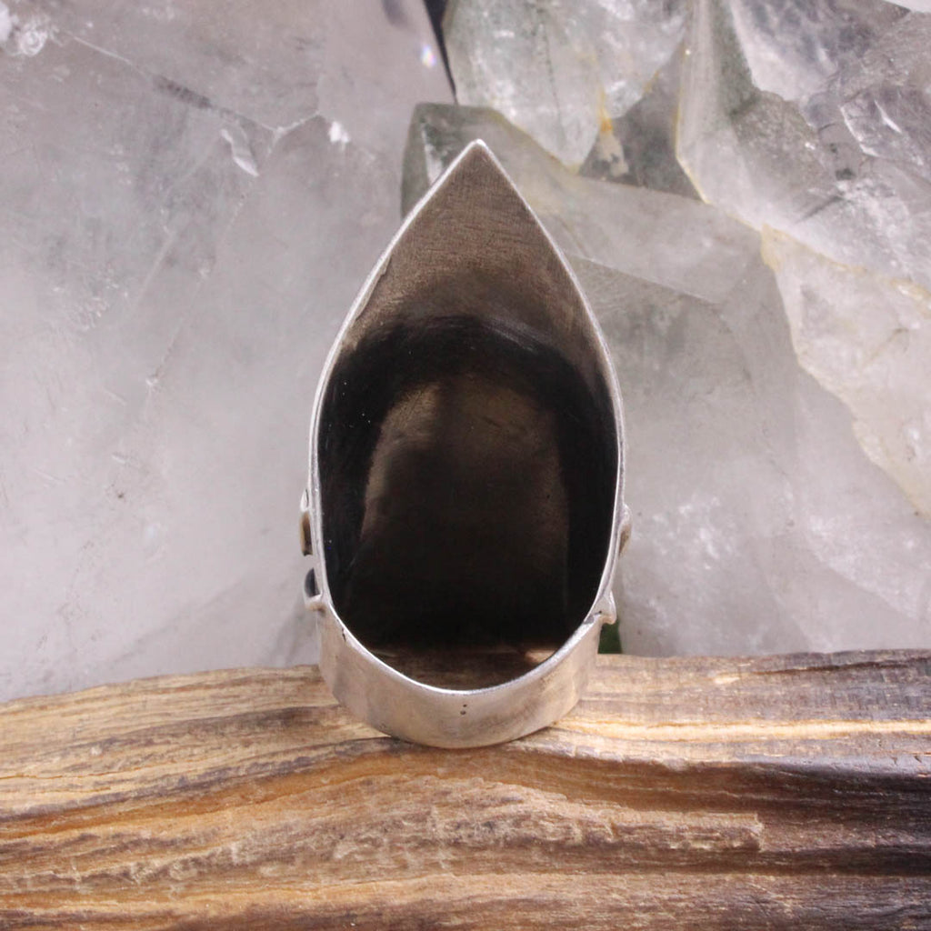 Moon Phase Shield Ring // Rutilated Quartz - Acid Queen Jewelry