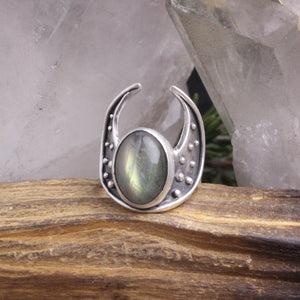 Crescent Moon Warrior Ring // Labradorite