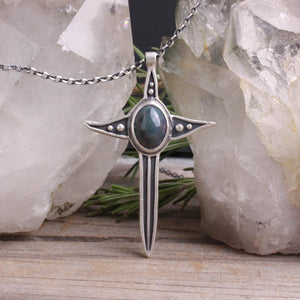 Dagger Necklace // Black Opal