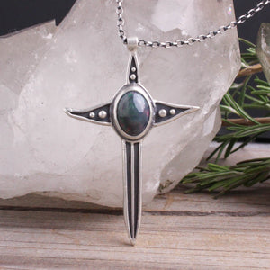 Dagger Necklace // Black Opal