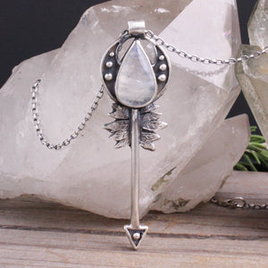 Artemis' Arrow Necklace // Rainbow Moonstone