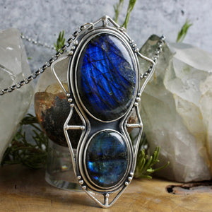Serpentine Voyager Necklace // Double Labradorite - Acid Queen Jewelry