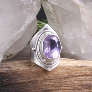 Warrior Ring //  Faceted Amethyst - Size 7