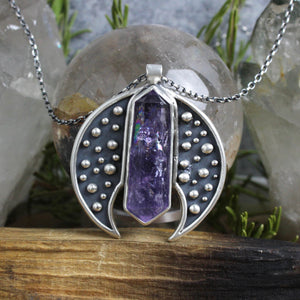 Voyager Moon Necklace // Double Terminated Amethyst Point - Acid Queen Jewelry