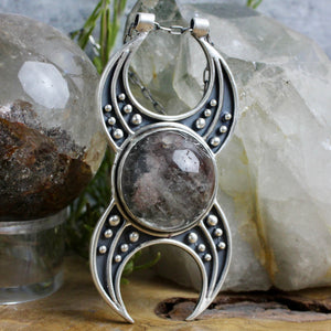 Voyager Triple Moon Goddess Necklace // Lodolite - Acid Queen Jewelry