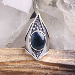 Warrior Shield Ring // Black Opal  - Size 8.5