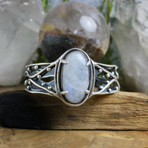 Warrior Laced Cuff // Rainbow Moonstone - Medium - Acid Queen Jewelry