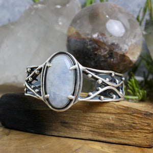 Warrior Laced Cuff // Rainbow Moonstone - Medium - Acid Queen Jewelry