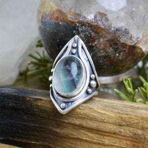 Warrior Ring // Rainbow Fluorite - SIZE 6 - Acid Queen Jewelry