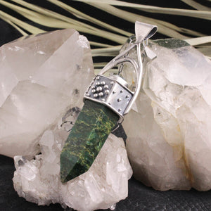 Crystal Drop Necklace // Green Fuschite + Seraphinite (Capricorn Collection)