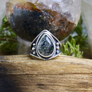 Warrior Ring // Tourmalated Quartz - Size 7 - Acid Queen Jewelry