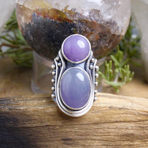 Warrior Mini Shield Ring // Double Lavender Amethyst  - Size 8 - Acid Queen Jewelry