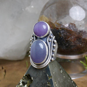 Warrior Mini Shield Ring // Double Lavender Amethyst  - Size 8 - Acid Queen Jewelry