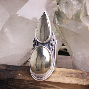 Warrior Shield Ring //  Pyrite - Size 8.5 (Capricorn Collection)