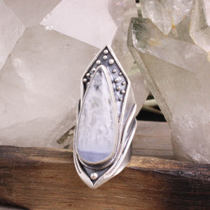 Warrior Shield Ring // Blue Lace Agate - Size 6.5 (Capricorn Collection)