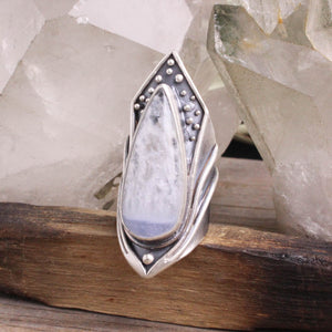 Warrior Shield Ring // Blue Lace Agate - Size 6.5 (Capricorn Collection)